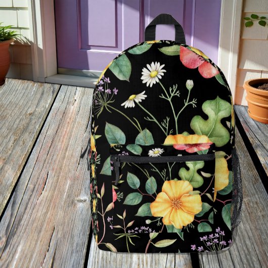 Vintager Rucksack für Gezeichnet Wildblumen um Mit