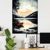 Vintager, ruhiger See - Naturschutz Poster (Heimbüro)