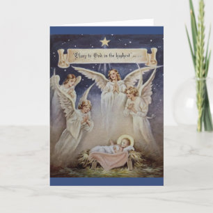 Vintager Ruhm zu Gott in der höchsten Weihnachtska Feiertagskarte