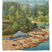 Vintager russischer Flussstrand Duschvorhang (Vorderseite)