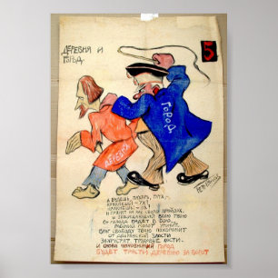 Vintager russischer politischer Cartoon Poster