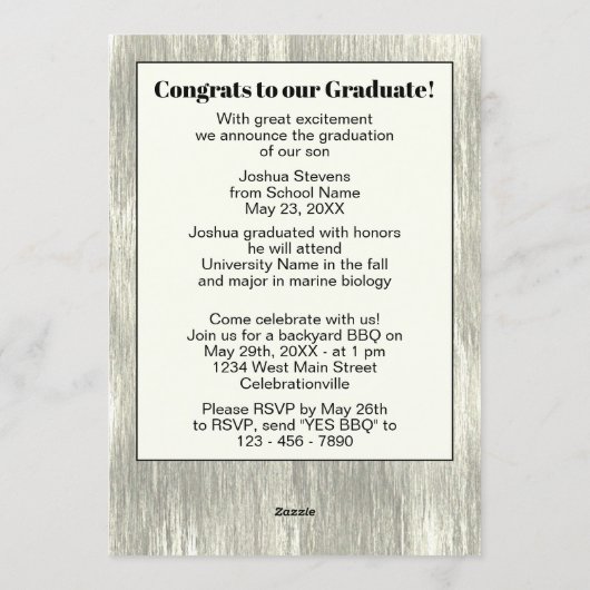 Vintager rustikaler Abschluss Feiertagskarte (Rückseite)