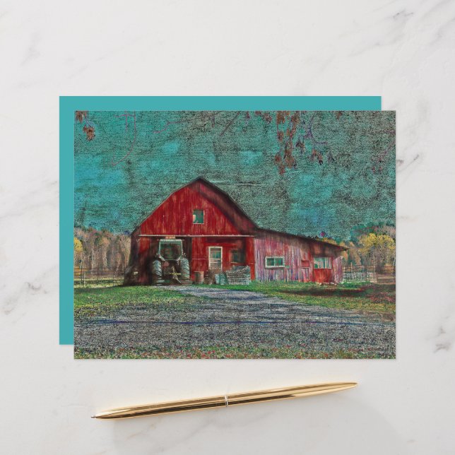 Vintager rustikaler altroter Aquamariner Texturens (Vorderseite/Rückseite Beispiel)