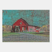 Vintager rustikaler altroter Aquamariner Texturens Geschenkpapier Set (Vorderseite 3)