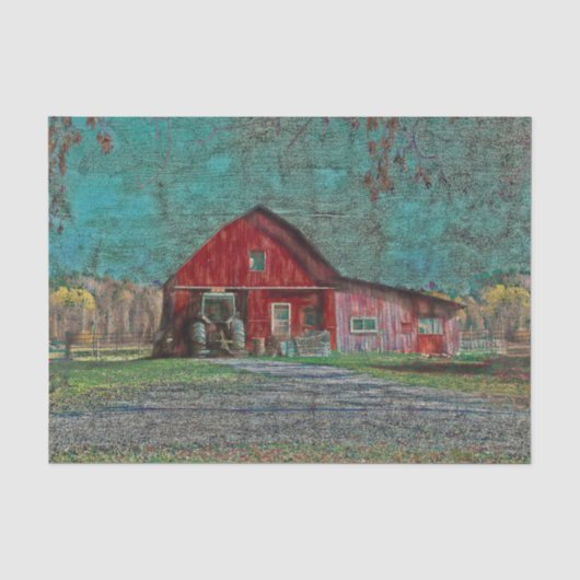 Vintager rustikaler altroter Aquamariner Texturens Seidenpapier (Vorderseite)
