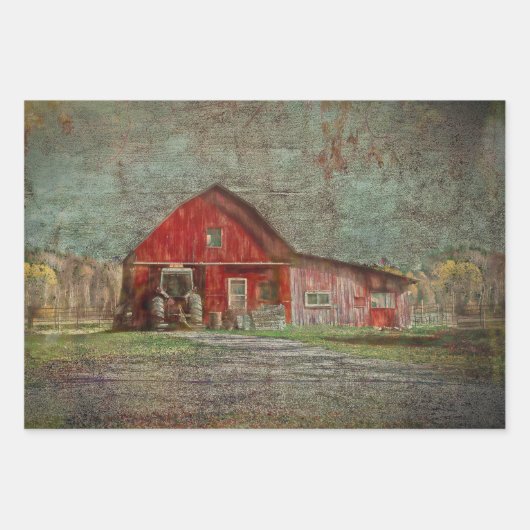 Vintager rustikaler altroter Texturstall Geschenkpapier Set (Vorderseite)