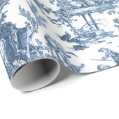 Vintager rustikaler Bauernhof Französisch Toile-Bl Geschenkpapier (Rolleneckpunkt)