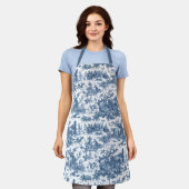 Vintager rustikaler Bauernhof Französisch Toile-Bl Schürze (Getragen)