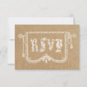 Vintager Rustikaler Burlap Wedding RSVP (Vorderseite)