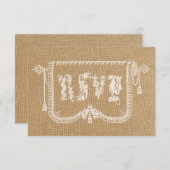Vintager Rustikaler Burlap Wedding RSVP (Vorne/Hinten)