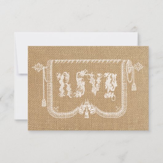 Vintager Rustikaler Burlap Wedding RSVP Karte (Vorderseite)