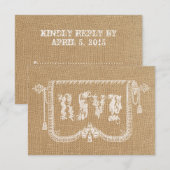 Vintager Rustikaler Burlap Wedding RSVP Karte (Vorne/Hinten)
