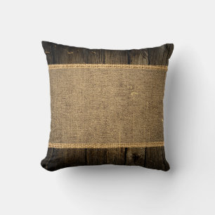 Vintager Rustikaler Burlap Wood Look #5 Kissen