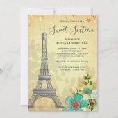 Vintager Rustikaler Eiffelturm 16 . Geburtstag Einladung (Vorderseite)