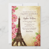 Vintager Rustikaler Eiffelturm Quinceañera Einladung (Vorderseite)