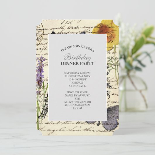 Vintager, rustikaler, französischer Eiffelturm Par Einladung (Stehend Vorderseite)