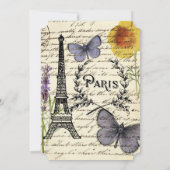Vintager, rustikaler, französischer Eiffelturm Par Einladung (Rückseite)