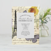 Vintager, rustikaler, französischer Eiffelturm Par Einladung (Stehend Vorderseite)