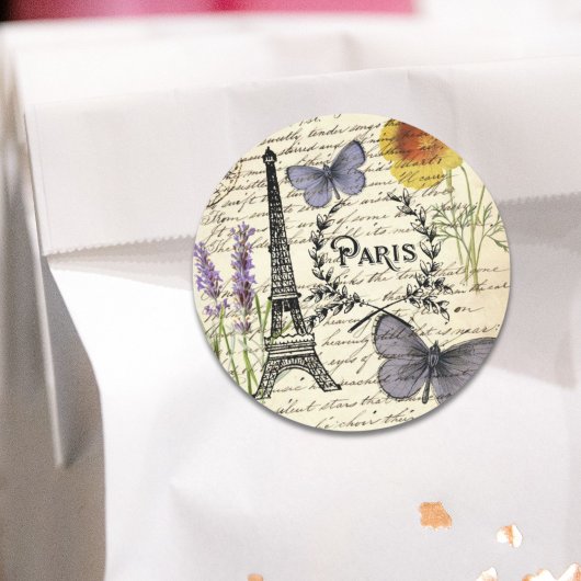 Vintager, rustikaler, französischer Eiffelturm Par Runder Aufkleber