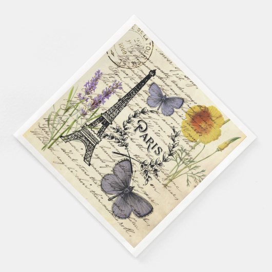 Vintager, rustikaler, französischer Eiffelturm Par Serviette (Ecke)