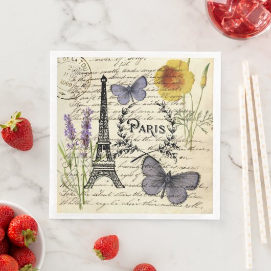 Vintager, rustikaler, französischer Eiffelturm Par Serviette (Beispiel)