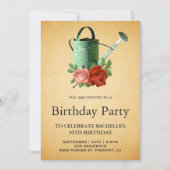 Vintager Rustikaler Garten Blumenwasser zum Geburt Einladung (Vorderseite)