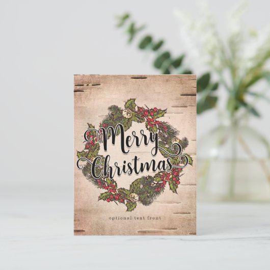 Vintager Rustikaler Geburtstag Frohe Weihnachten (Stehend Vorderseite)