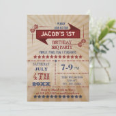 Vintager Rustikaler Gedenktag Geburtstagsparty läd Einladung (Stehend Vorderseite)