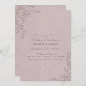 Vintager rustikaler Glamour Elegante Rose Einladung (Vorne/Hinten)