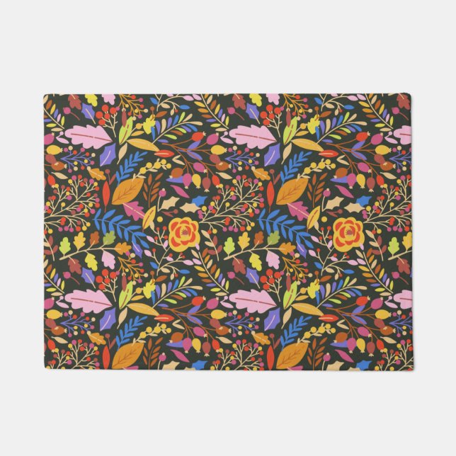 Vintager Rustikaler Herbst Botanischer Garten Fußmatte (Vorderseite)