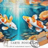 Vintager Rustikaler Koi-Fischteppich Seidenpapier