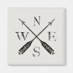 Vintager rustikaler Kompass Nord-Südost-West Magnet