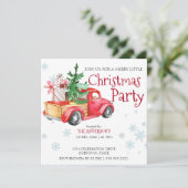 Vintager rustikaler LKW mit Weihnachtsbaum Einladung (Stehend Vorderseite)