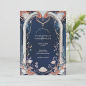 Vintager Rustikaler Navy Blumenstil Einladung (Stehend Vorderseite)