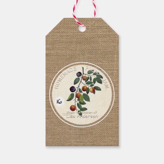 Vintager Rustikaler Pflaumenspieß Firmengeschenk Geschenkanhänger (Vorderseite)