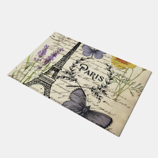 Vintager, rustikaler Schmetterlingsturm Fußmatte (Schrägansicht)