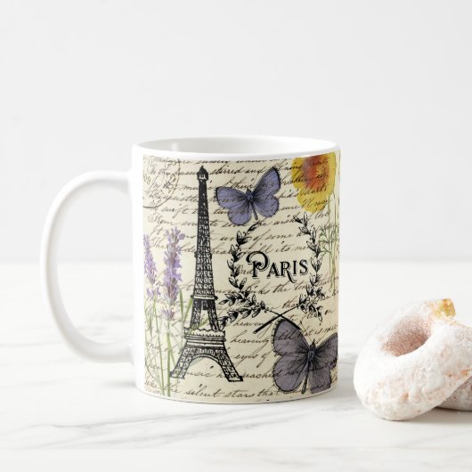 Vintager, rustikaler Schmetterlingsturm Kaffeetasse (Mit Donut)