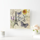 Vintager, rustikaler Schmetterlingsturm Quadratische Wanduhr (Zuhause)