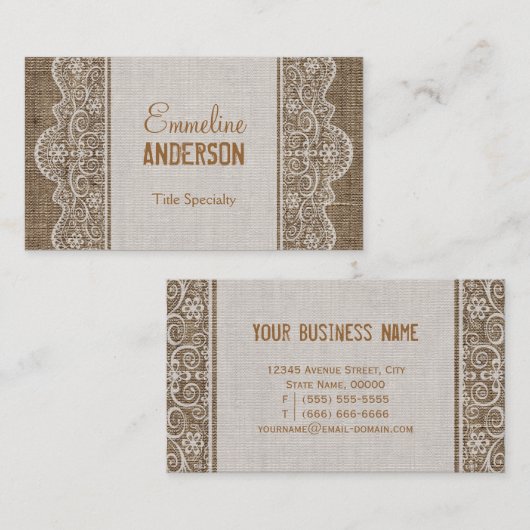 Vintager rustikaler Schoß mit Blumenspitze Visitenkarte (Vorne/Hinten)