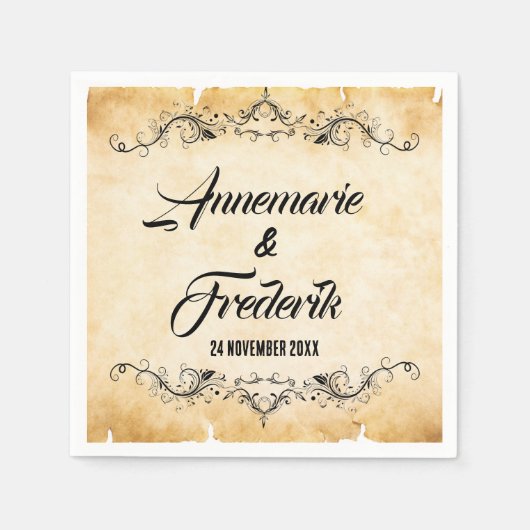 Vintager Rustikaler Schwarzer Blüh Serviette (Vorderseite)