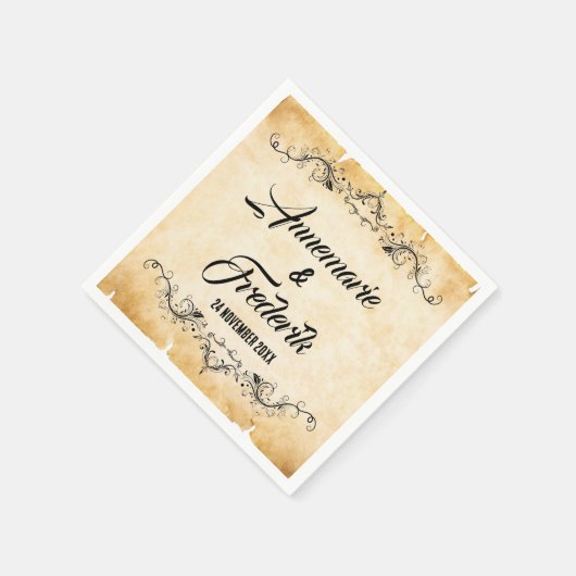 Vintager Rustikaler Schwarzer Blüh Serviette (Ecke)