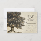 Vintager Rustikaler Tree & Lights Hochzeit RSVP (Vorderseite)