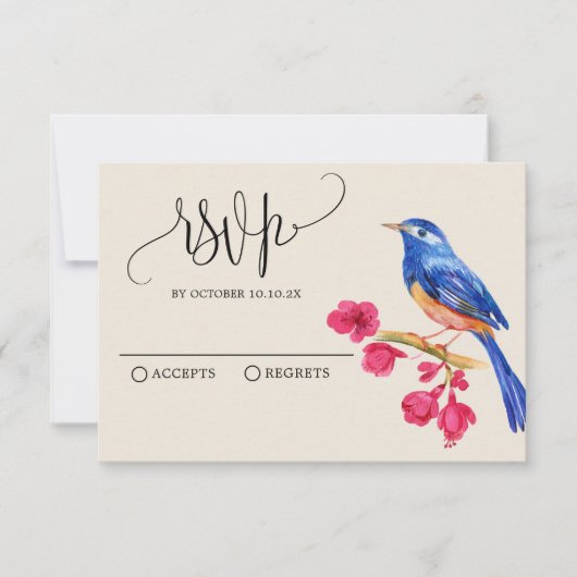 Vintager rustikaler Wildvogel RSVP Karte (Vorderseite)