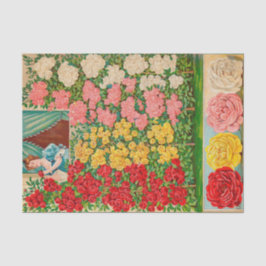 Vintager Saatkatalog Viktorianisch Frauen und Rose Seidenpapier