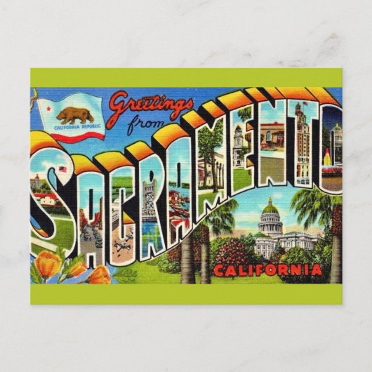 Vintager Sacramento CA Postkarte (Vorderseite)