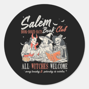 Vintager Salem Book Club Hexy Hexe Spooky Jahresze Runder Aufkleber