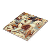 Vintager Samoyed Hund Nahtlose Malerei Fliese (Seite)