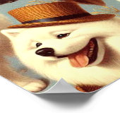 Vintager Samoyed Hund Nahtlose Malerei Poster (Ecke)