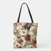 Vintager Samoyed Hund Nahtlose Malerei Tasche (Rückseite)