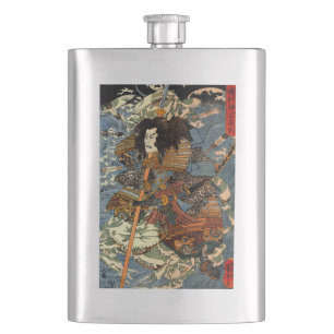 Vintager Samurai Ukiyo-e japanische Malerei Flachmann